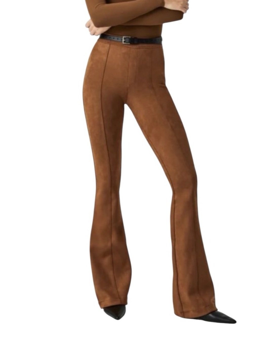 SPANX - Faux Suede Flare Pants in Rich Caramel Sz MP